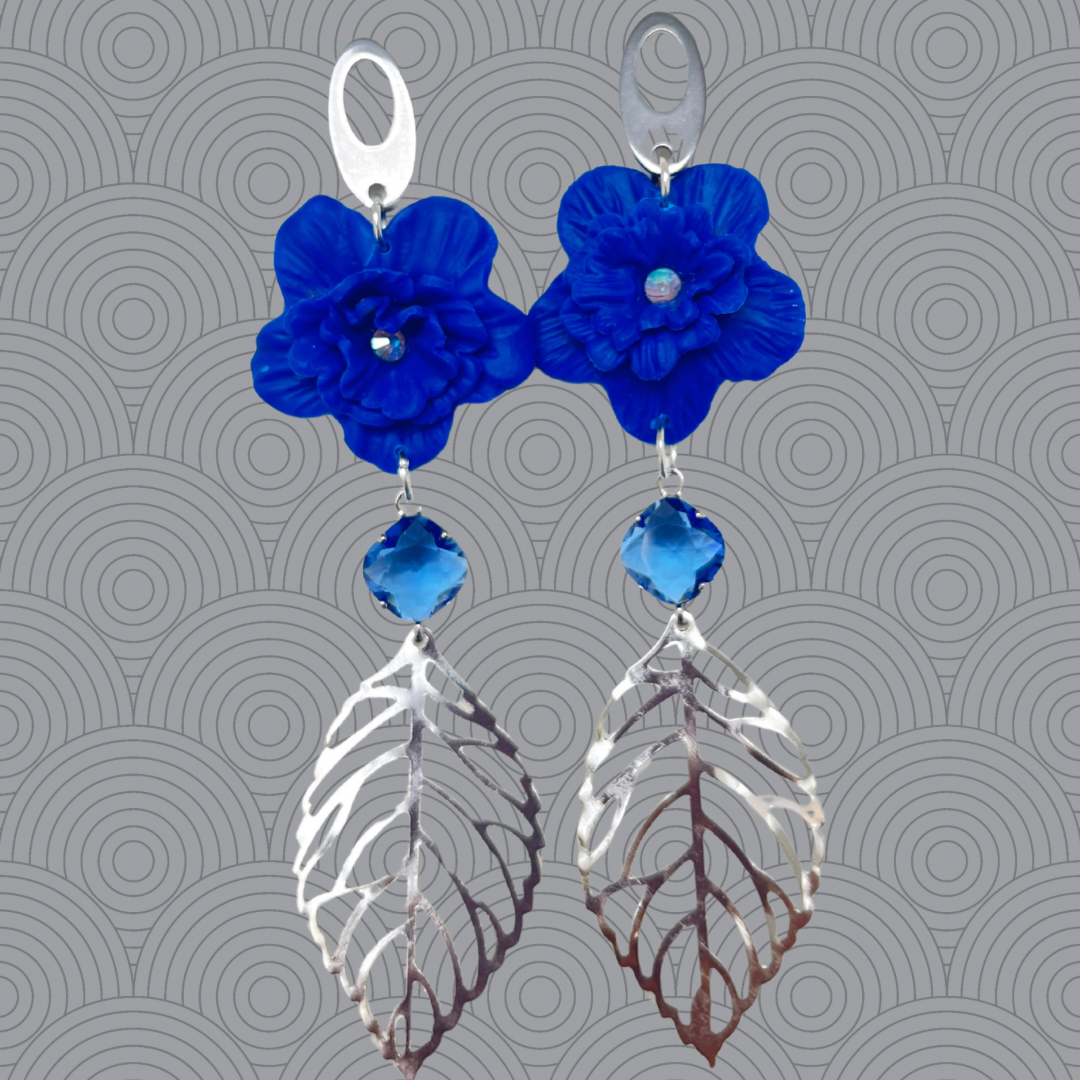 Aros flor azul
