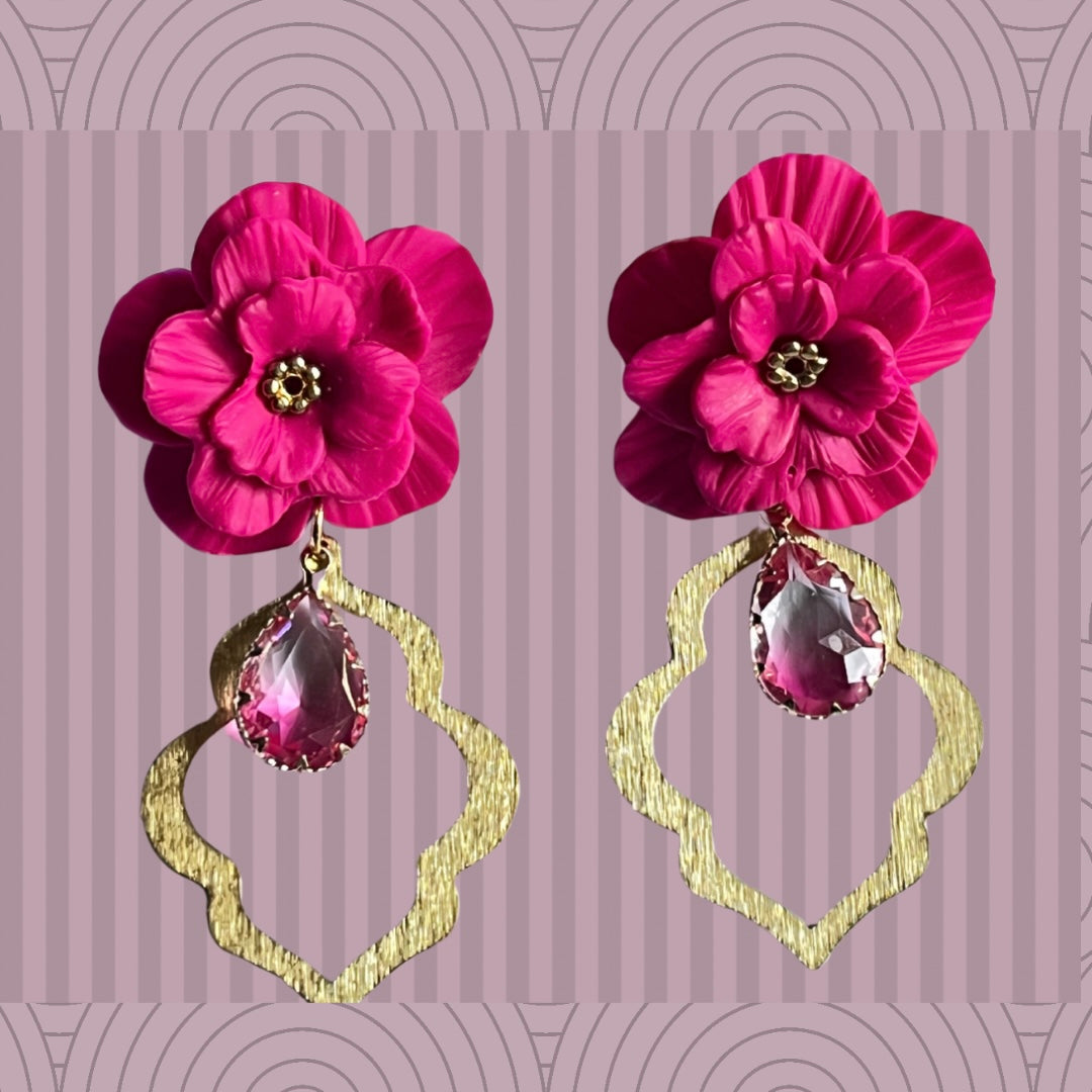 Aros Teresita fucsia ful pétalos