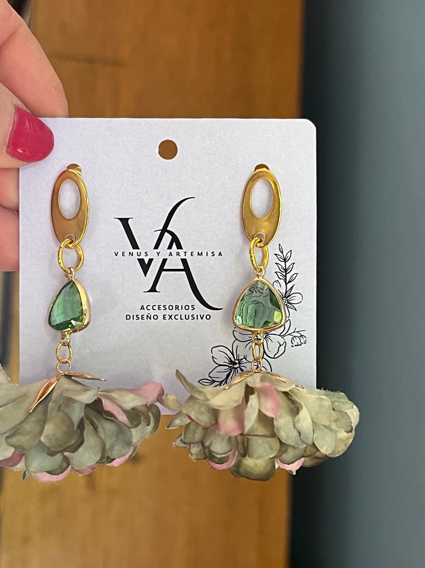 Aros Hortensia verde cristal