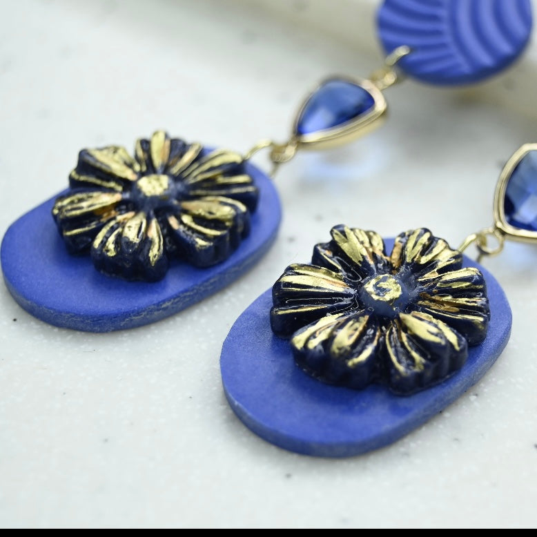 Aros Crisantemos de cristal azules
