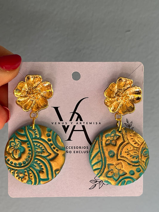 Aros Antique turquesa flor