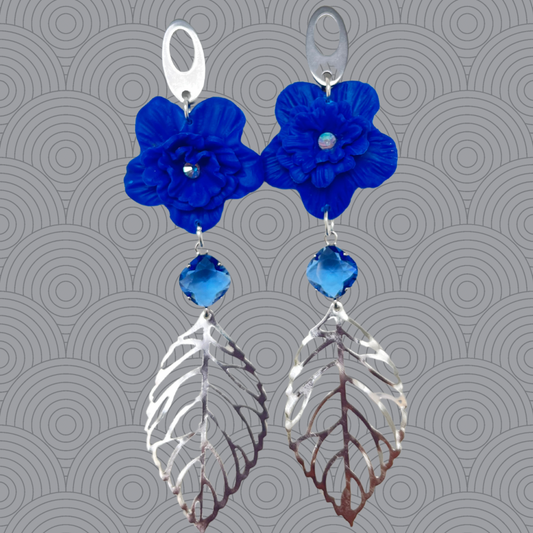 Aros flor azul