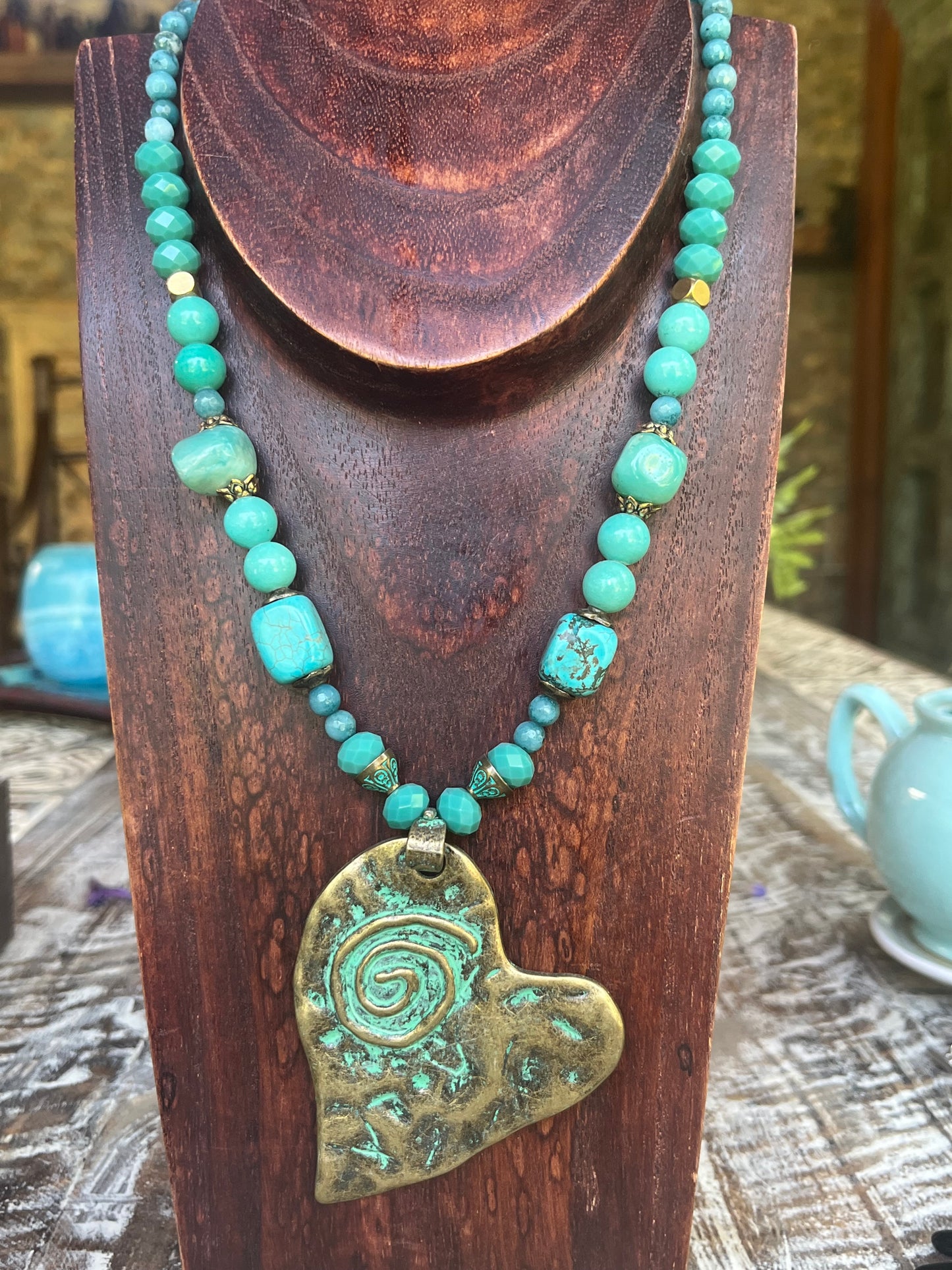 Collar turquesas corazón