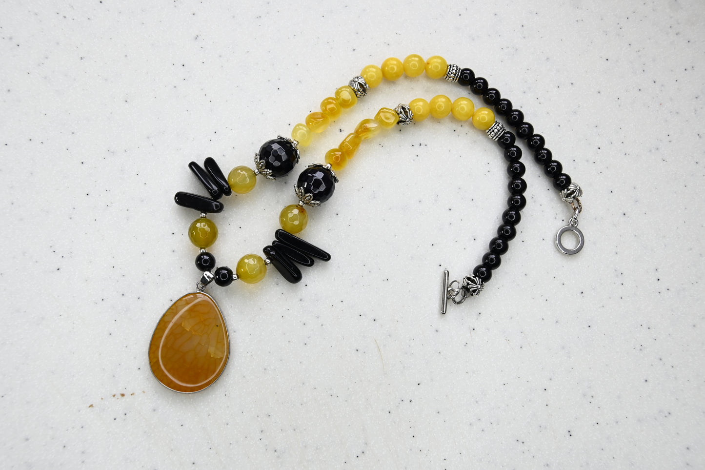 Collar citrino obsidiana