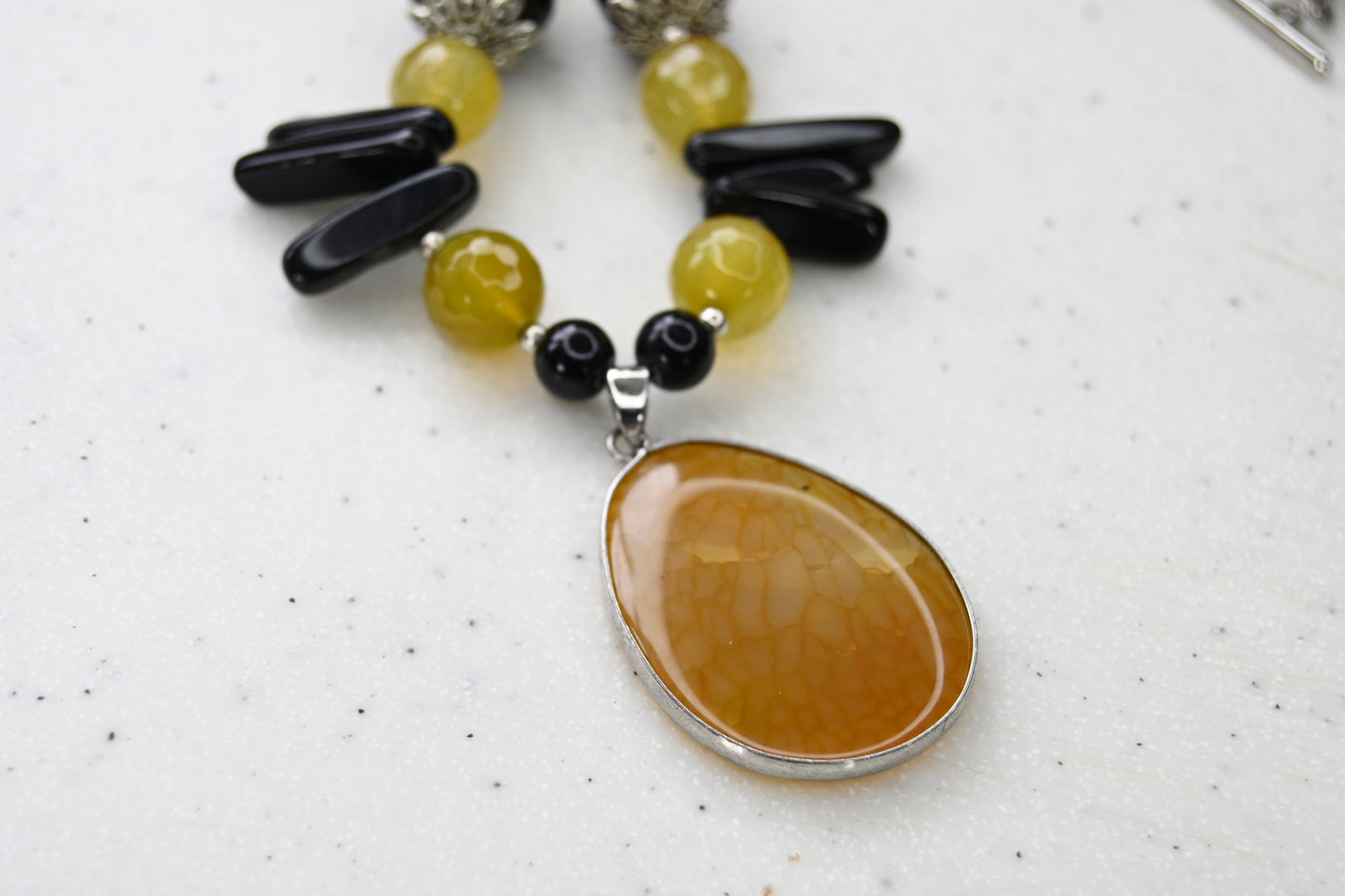 Collar citrino obsidiana