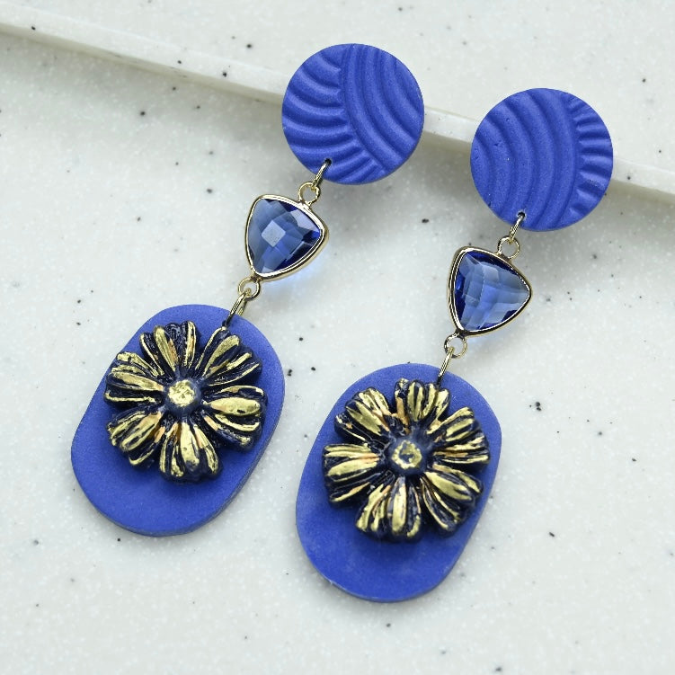 Aros Crisantemos de cristal azules