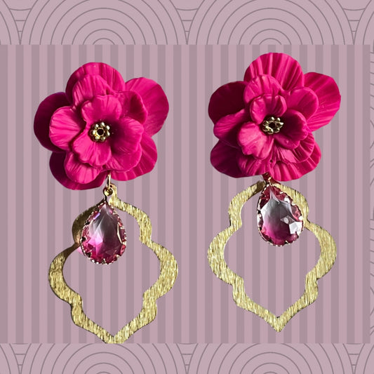 Aros Teresita fucsia ful pétalos