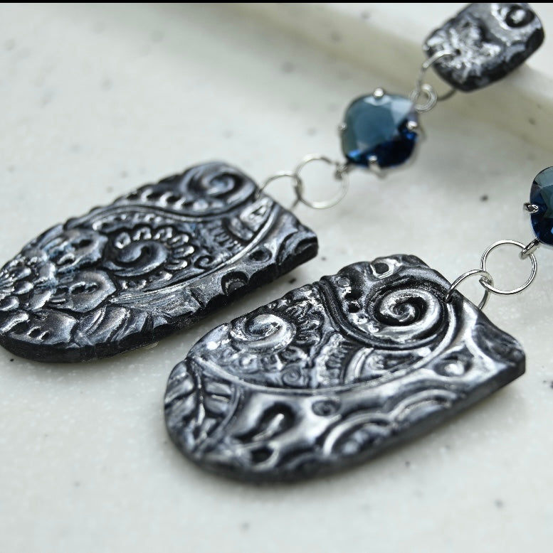 Aros Antique largos azules