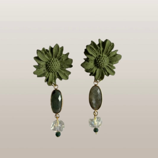 Aros Geranio con piedra colgante