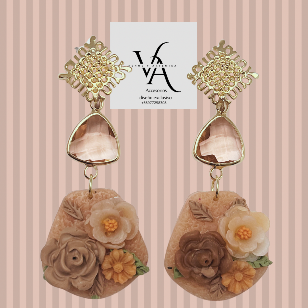 Aros Verónica color damasco.