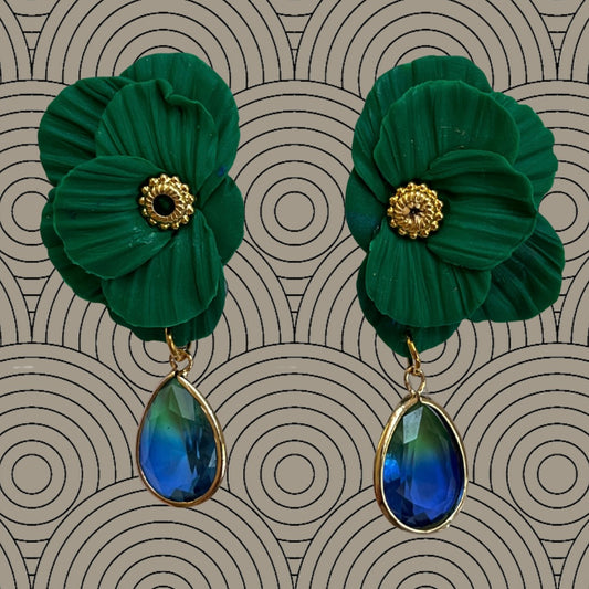 Aros media flor esmeralda_azul