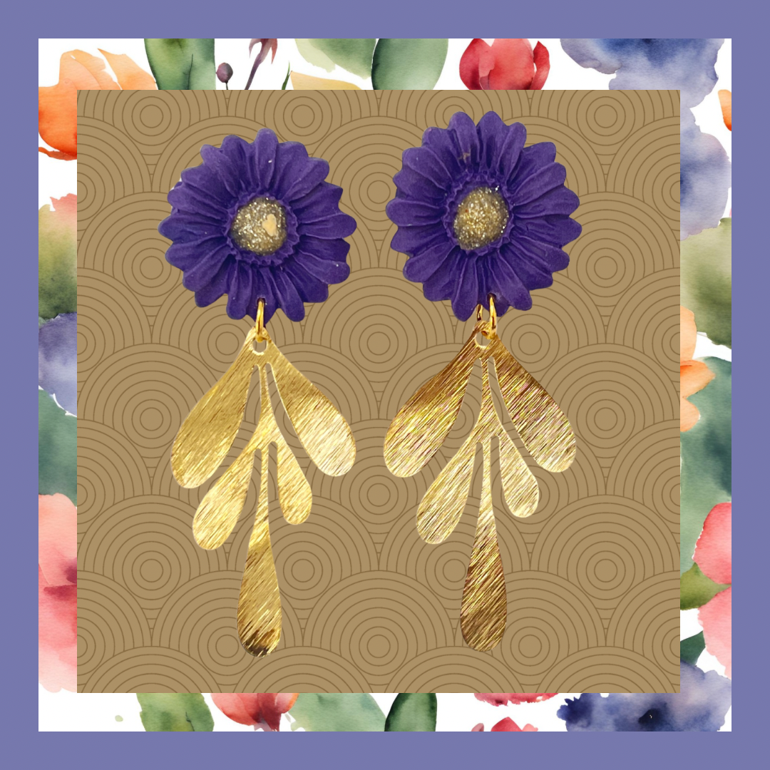 Aros margarita morados largos