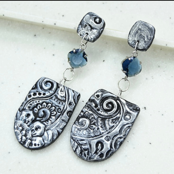 Aros Antique largos azules