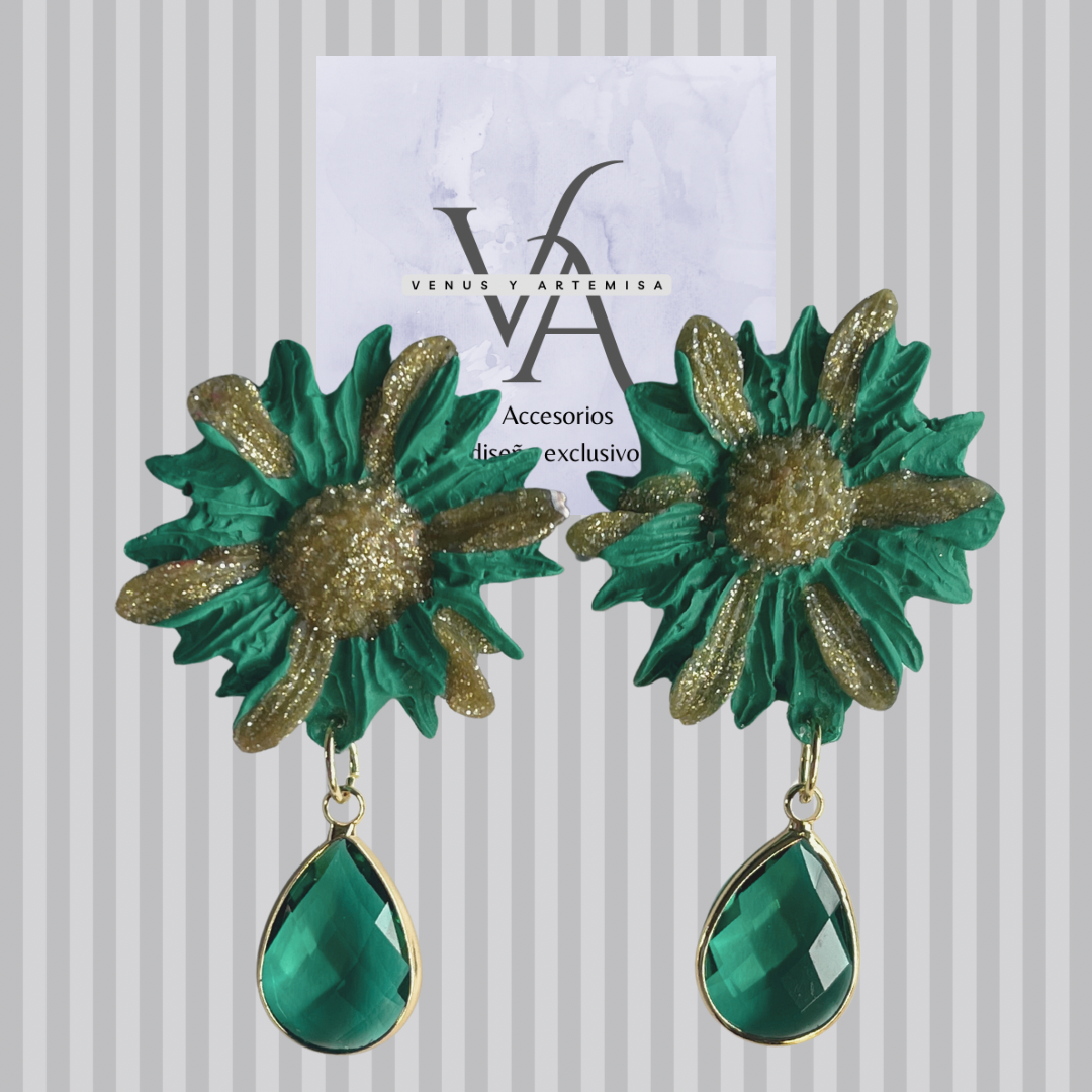 Aros crisantemo cristal colgante