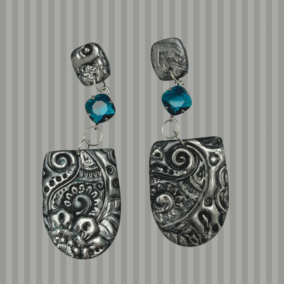 Aros Antique largos azules