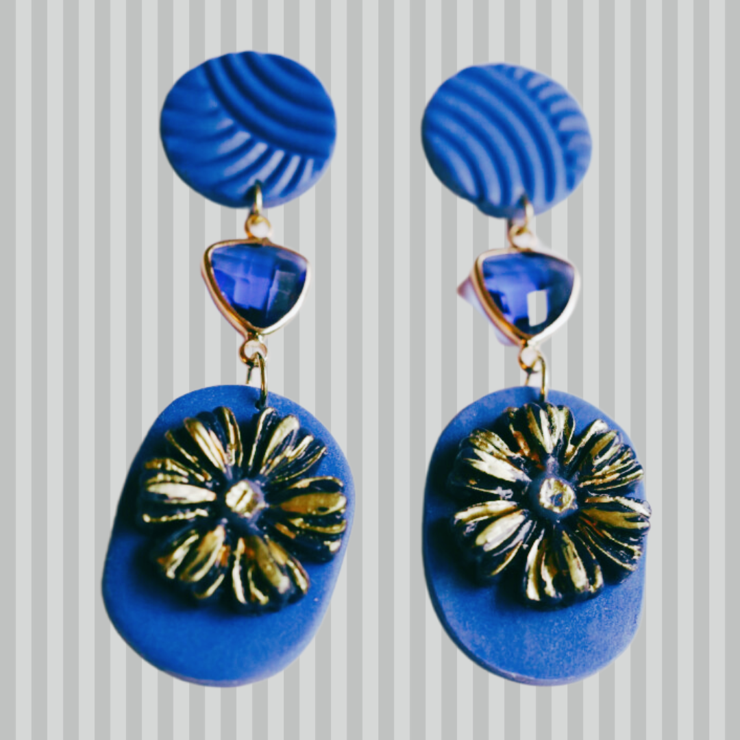 Aros Crisantemos de cristal azules