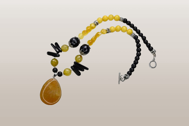 Collar citrino obsidiana