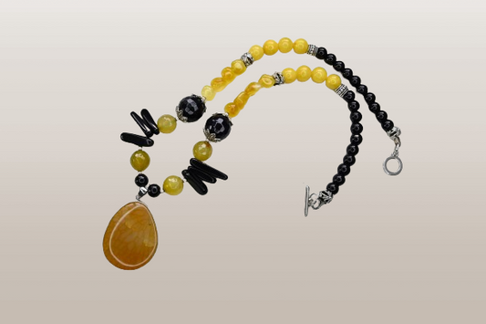 Collar citrino obsidiana