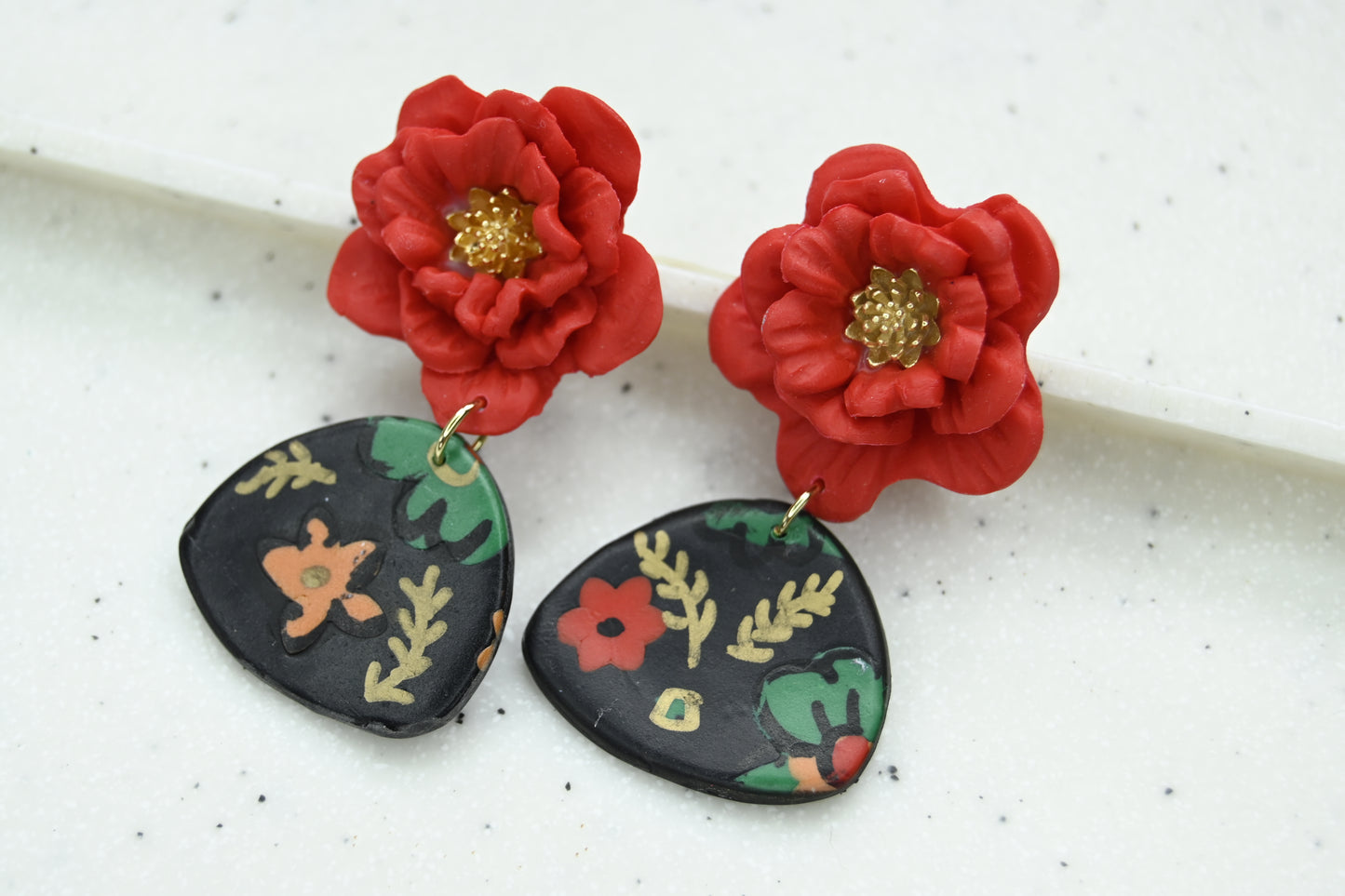 Aros Frida Kahlo flor roja